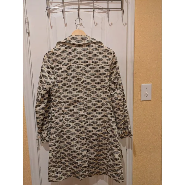 GAP Trench Coat, Geo Print, Ivory, Black & Tan, Sz: XS No Belt - Image 14