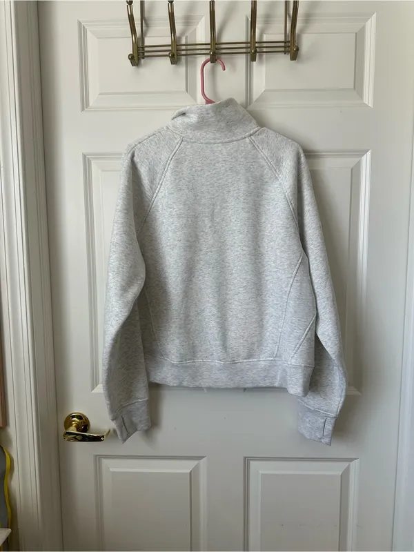 Jockey Grey Women's Mixed Rib Half Zip Pullover Sweatshirt Size L - Image 4