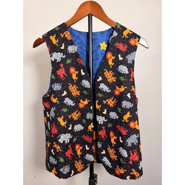 Handmade Noahs Ark Reversible Quilted Patchwork Animal Vest Multi-Color - Image 2