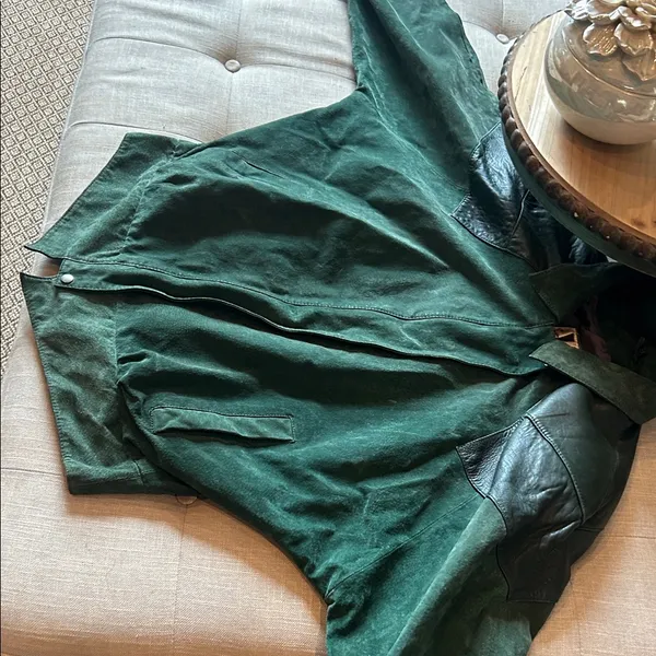 ADA Vintage Emerald Green Suede Bomber Jacket Size L - Image 3