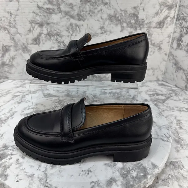 Madewell Bradley Lug Sole Loafer Size 7.5 Black Smooth Leather Chunky Heel - Image 5