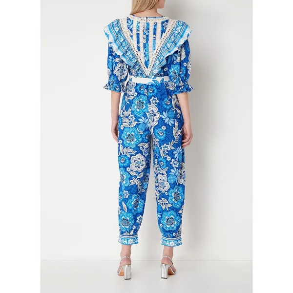 FARM RIO Blue Floral Pattern Full of Flowers Tapered Fit Jumpsuit Size XS - Image 2