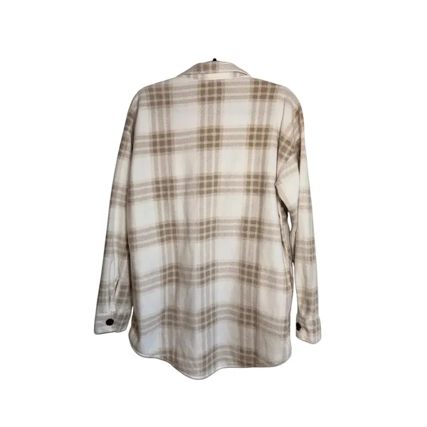 Maurices Wilder Fleece Shacket White & Cream Plaid Oversized - Image 7