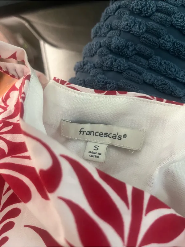 Francesca's Collections Serena Red and White Floral Midi Dress Drop Waist - Image 6