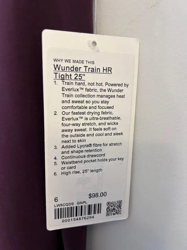 Lululemon Wunder Train High-Rise Tight 25" size 6 Goodnight Plum New with Tags - Image 4