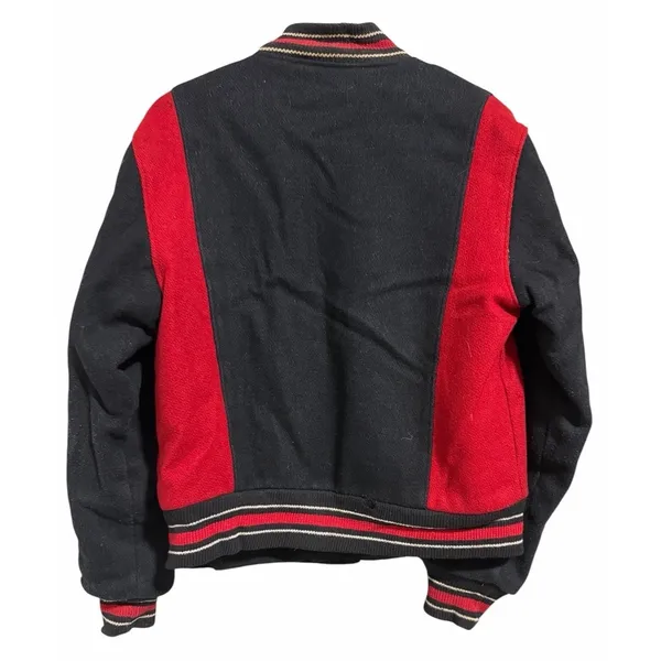 Vintage 80's Trophy Varsity Jacket‎ Black/Red Women's Size Medium Black - Image 2