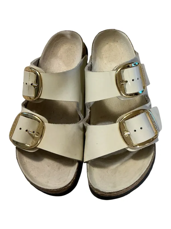 Birkenstock Arizona Big Buckle High-Shine Patent Leather Sandals - White/Cream - Size 5 - Image 2