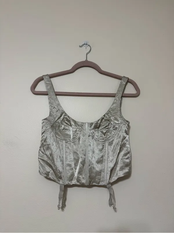 Zara Satin Champaign Corset Top - Image 4