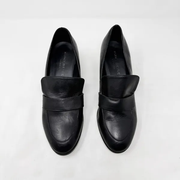 [Kurt Geiger London] Black Raquel Block Heel Leather Loafers Chain Sz 39 US 8.5 - Image 4