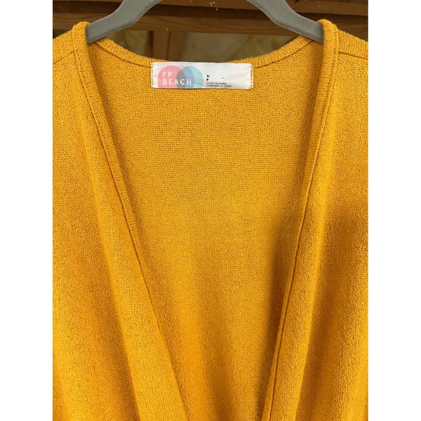 Free People Beach Rita One Piece Mustard Yellow Plunge Terry Jumpsuit Size Small - Image 5