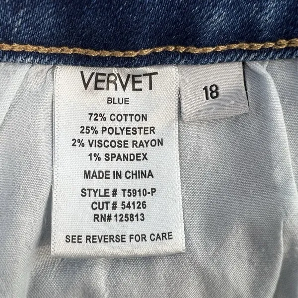 Vervet Plus 18 Jeans High Rise Raw Step Hem Crop Kick Flare Medium Wash‎ Stretch - Image 9