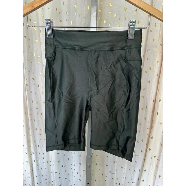 Lululemon Women's Forest Green Satin Shine Satiny Sheen High-Rise Biker Shorts 2 - Image 3