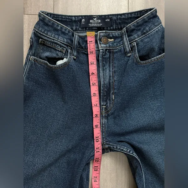 Hollister Dark Blue Ultra High-Rise Dad Jeans Size 00 Short - Image 8