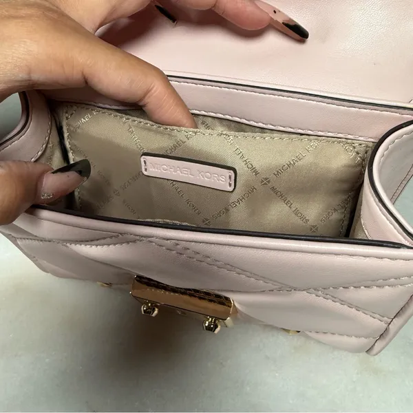 Michael Michael Kors Serena Small Quilted Studded Crossbody Bag Blush New NWT - Image 9