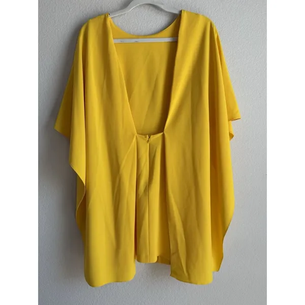 ZARA Women's Open Back Yellow Ruffle Cape‎ Mini Dress Size Small Modest - Image 8