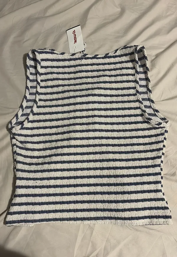 See You Monday TJ Maxx Striped Blue Top - Image 2