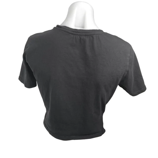 Zara Women's Black Short Sleeve Twist Front Crew Neck Crop T Shirt Tee Top Sz M - Image 2