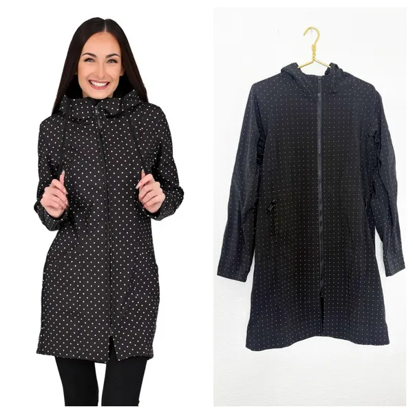 Lululemon Apres Yoga Jacket Black White Polka Dots Mid Length Hoodie - Image 2