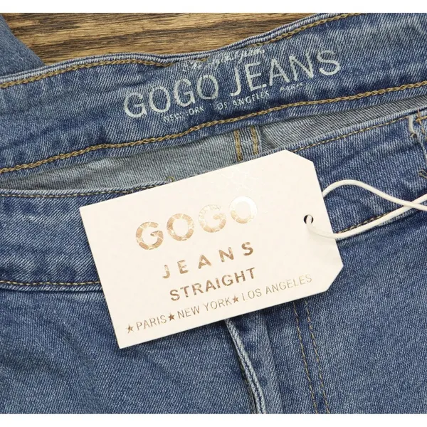 NWT Gogo Jeans Distressed Frayed Straight-Leg Jeans Medium White Wash Blue 20W - Image 7