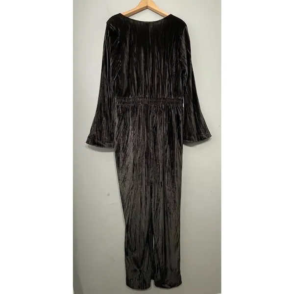 A New Day Crushed Velvet Jumpsuit Size Large Black Elvira Gothic Witchy Whimsigoth Party - Image 6