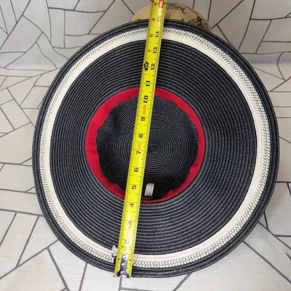 Magid Hats Wide Brim Sun Hat One‎ Size Black Cream Woven Paper Floppy Straw Hat - Image 7