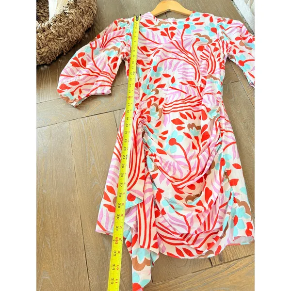 RHODE Pia Mini Dress Womens Lago Vine Floral Pink Blue Size 2 - Image 3