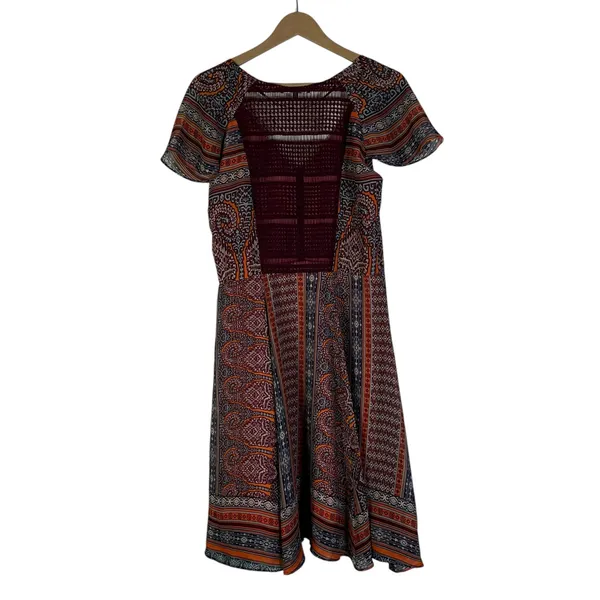 Miss Me Fit & Flare Dress Womens L Multicolor Batik Boho Tribal Hippie Gypsy - Image 4