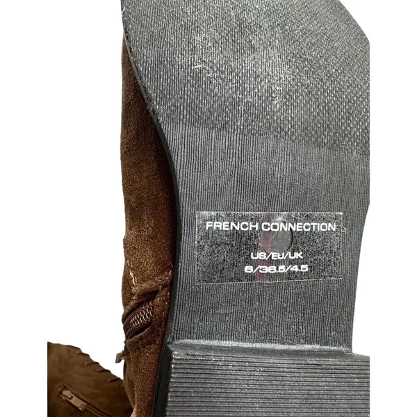 French Connection Brown Vegan Suede Lace Up Over The Knee Boots Low Heel Size 6 - Image 11