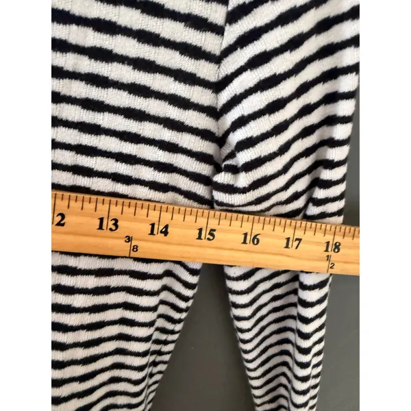 Lucky Brand Womens Black White Striped Ribbed Long Sleeve Henley Top Medium - Image 5