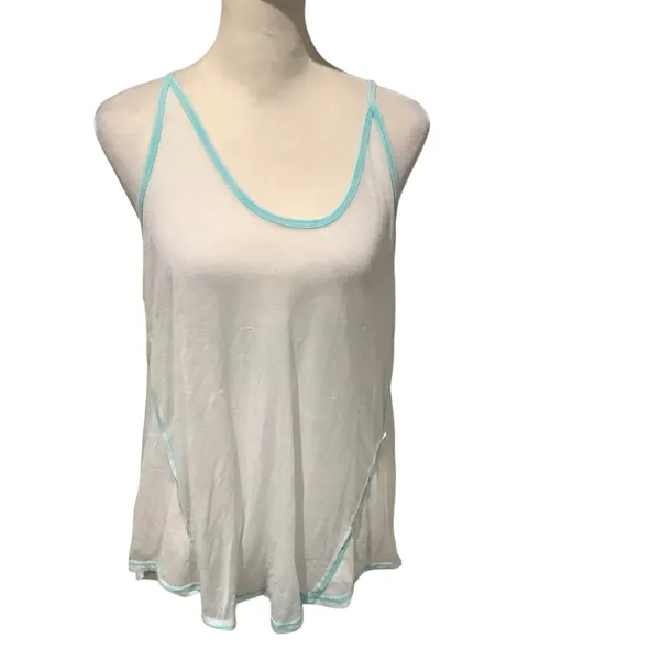 Elegant White Tank Top with Aqua Accents - Image 4