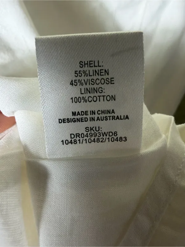 New Meshki Tandie Linen Flare Mini Dress White Size Large - Image 8