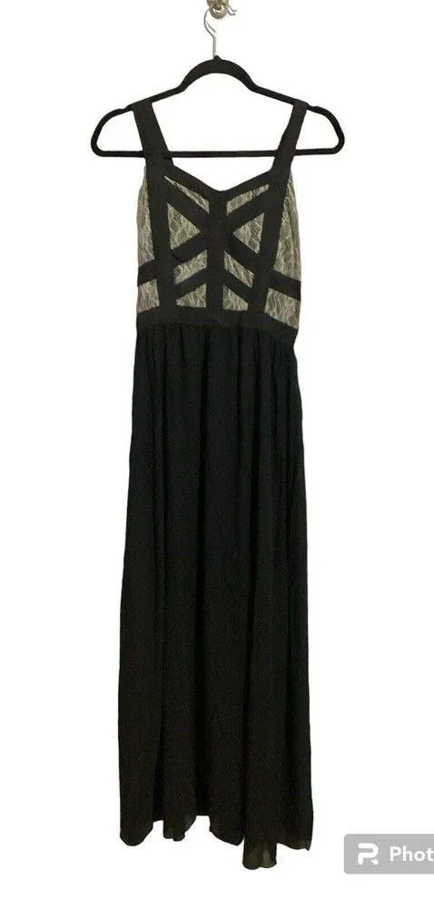 Lucy Paris Black Fit And Flare Maxi Cocktail Dress M - Image 4