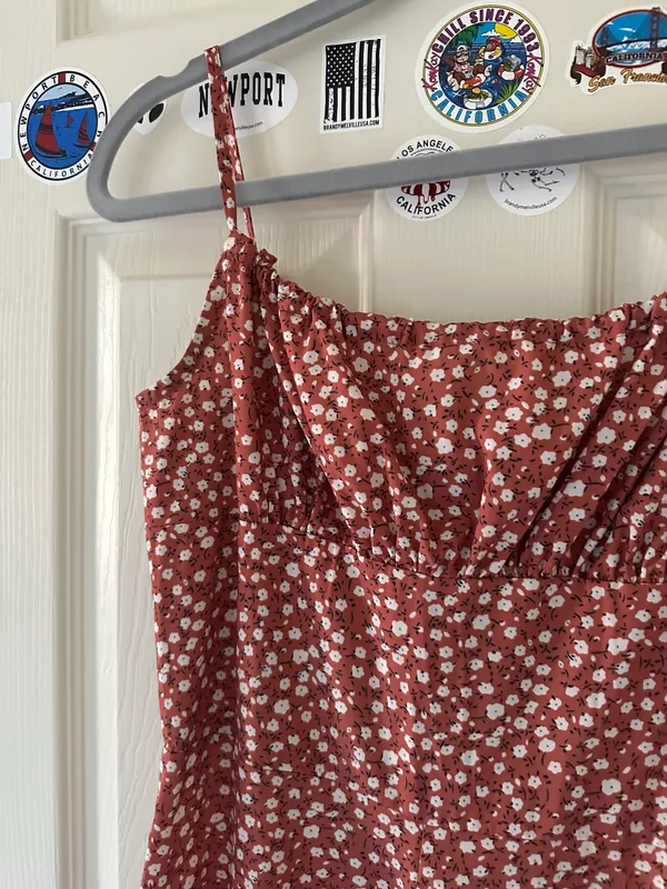Brick Red Floral Romper - Image 3