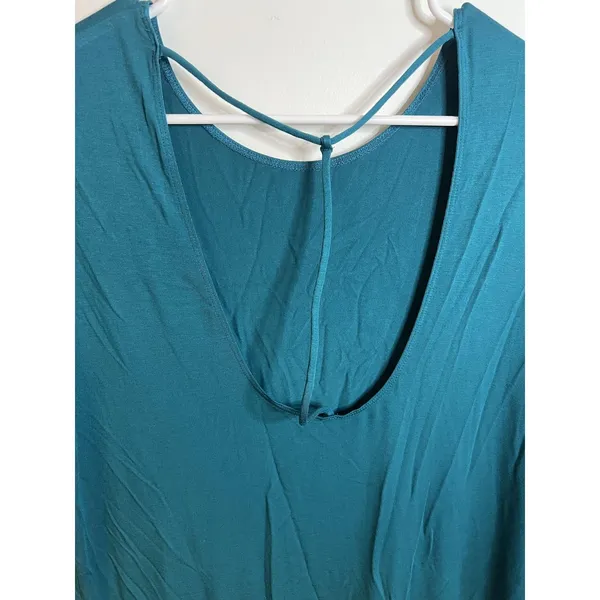 Fabletics Dress Wm LG Blue Open Back‎ Short Sleeve T-Shirt Athleisure Sporty - Image 3