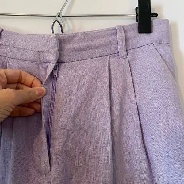 Abercrombie & Fitch Purple High Waist Sloane Dress Pants Linen Cotton Wide Leg - Image 3