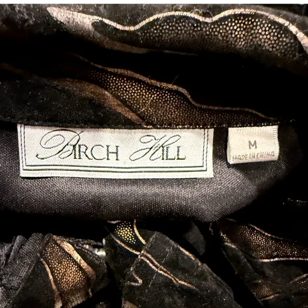 Birch Hill Womens Medium Black Bronze Metallic Tiger Stripe‎ Button Front Jacket - Image 4