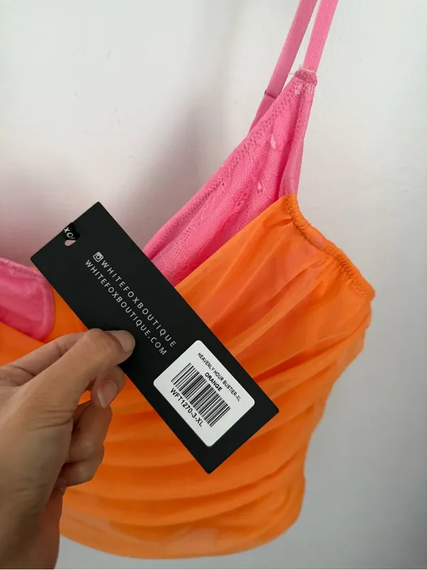 White Fox XL NEW Heavenly Hour Bustier Cami Orange Pink Rave Nightclub - Image 3