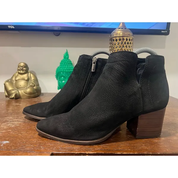 Lucky Brand Black Suede Western Ankle Boots Block Heel Women’s Size 7 - Image 4