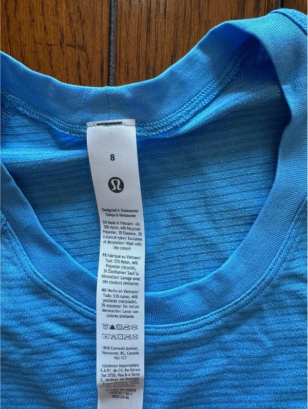 Lululemon Swiftly Tech Cropped Short Sleeve 2.0 Ocean Wave Size 8 NWT - Image 5