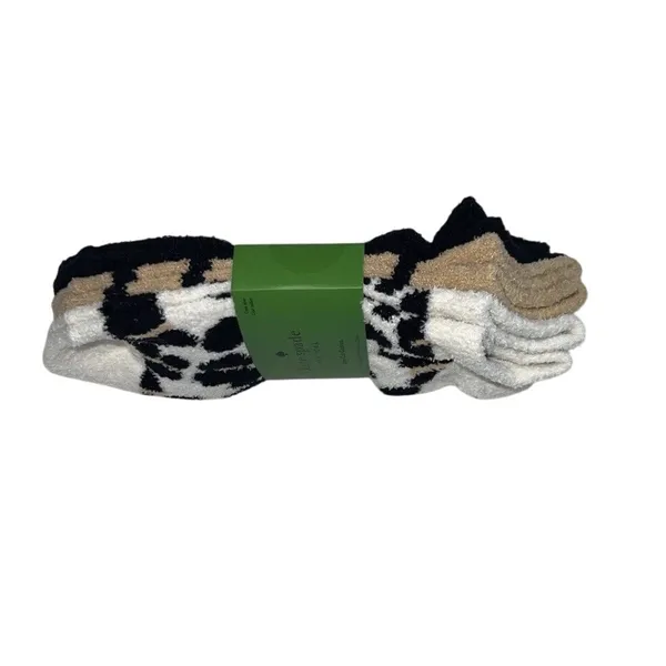 Kate Spade Fuzzy Leopard Low Cut Socks 3-Pair Set –‎ Women's OS – New - Image 3