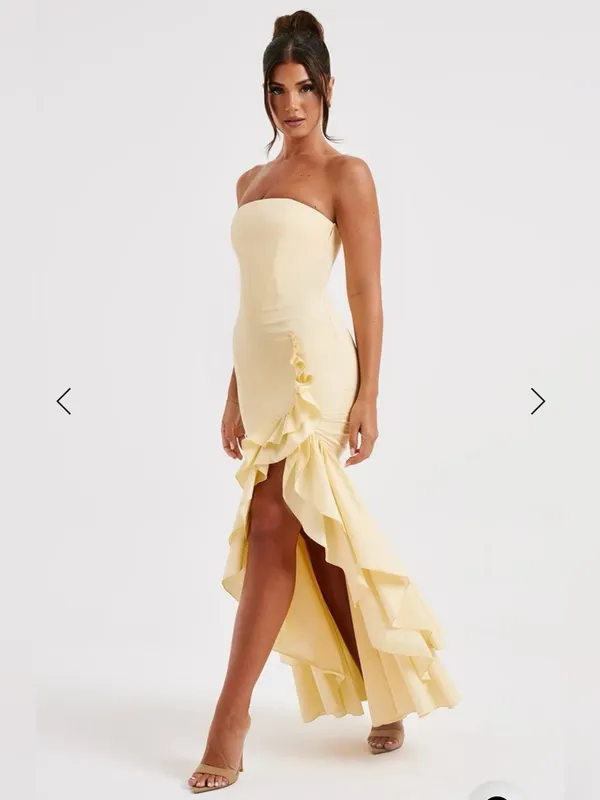 Babyboo NWT Women Small Angelina Maxi Dress in Lemon Princess Coquette Wedding - Image 4