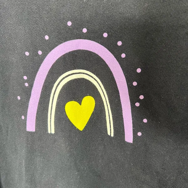 SUNDRY navy blue rainbow heart pullover long sleeve terry sweatshirt size 0/ XS - Image 5