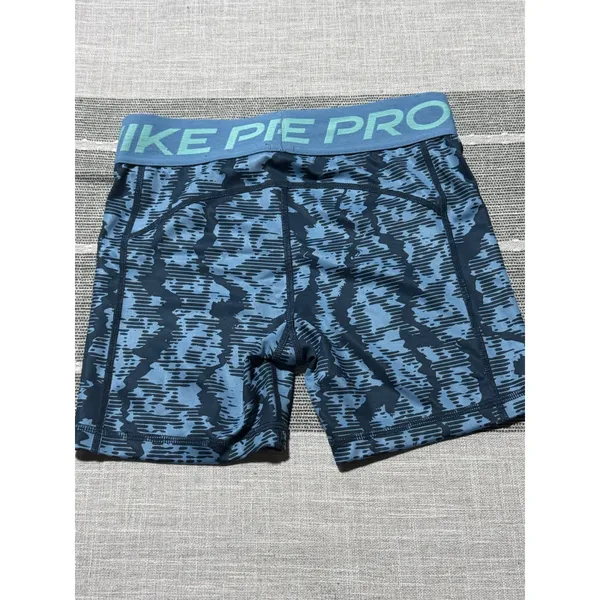 Nike Pro Dri-FIT‎ Women Large Blue Abstract Graphic Compression Athletic Shorts - Image 5