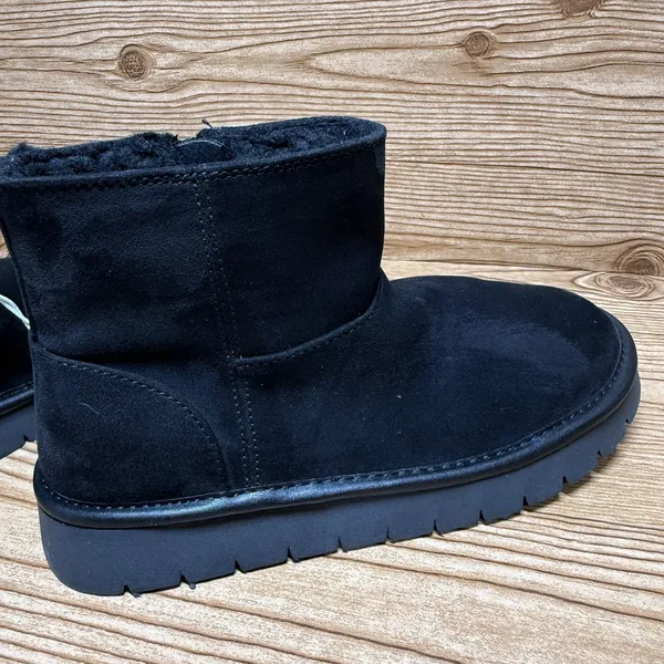 Black Ankle Boots Women Sz 6 Faux Suede Memory Foam Lined Winter Snow Warm‎ Zip - Image 7