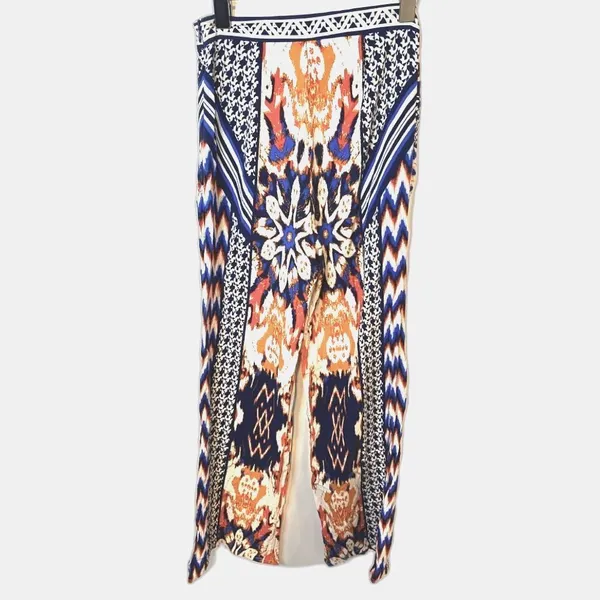 Jealous Tomato Boho Print Wide Leg High Rise Pants Womens Sz S Festival Tribal Aztec Patchwork - Image 6