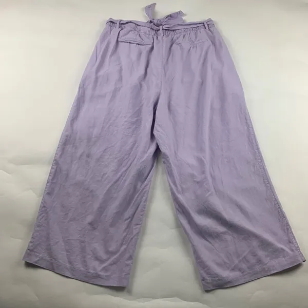 Old Navy Dusky Lavender Linen Blend Belted Wide Leg Cropped Pant XL - Image 7