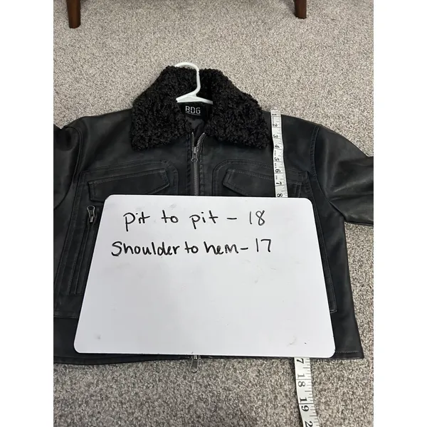 BDG Urban Outfitters Womens Black Janine Faux Leather Sherpa Cropped Jacket Moto - Image 3