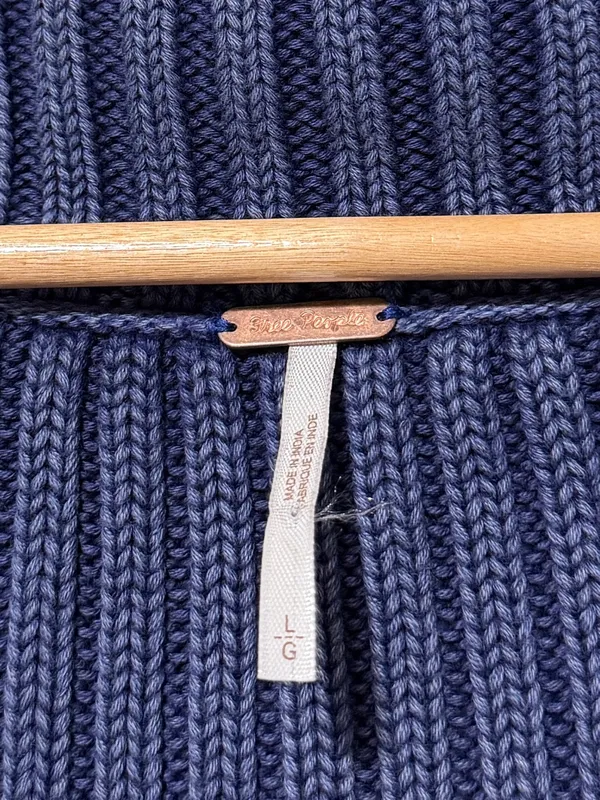Free People Ryanne Long Haul Cardigan Size Large Chunky Knit Sweater Blue NWOT - Image 3