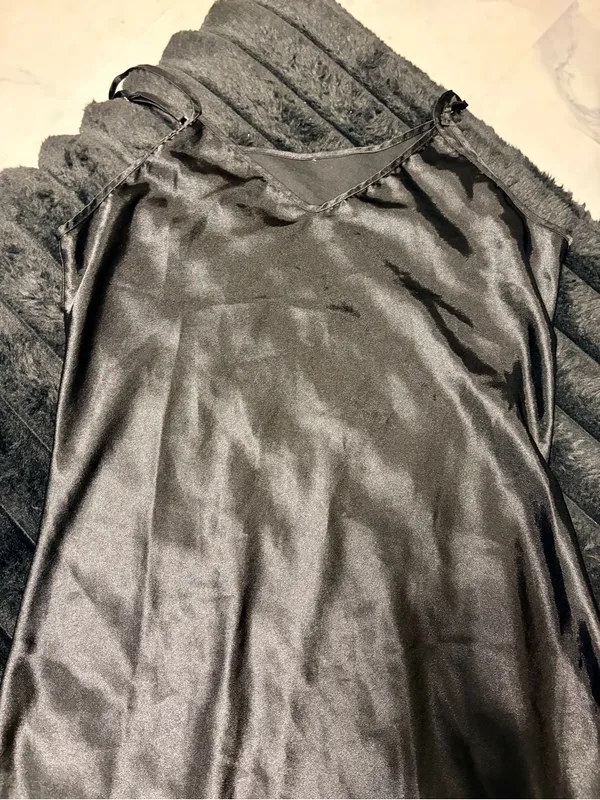 Classic Black Satin Slip Dress - Image 4