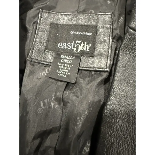 Leather Black Jacket East 5th Size S Vintage 90s - Image 4
